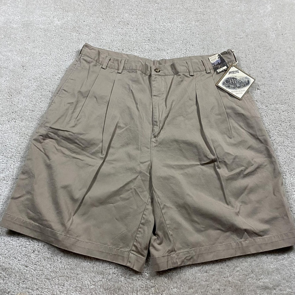 Vintage American Eagle Shorts Mens 38 Khaki Chino Pleated Twill Cotton NWT 90s